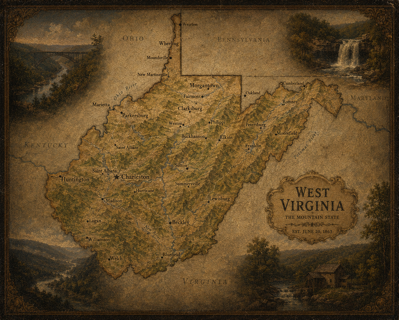 Illustrated map of West Virginia
