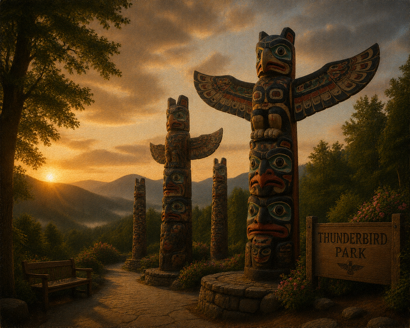 Totem poles at Thunderbird Park